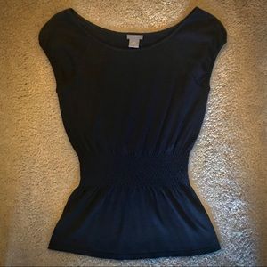 Ann Taylor Black Fitted Waist Top - Size XSP